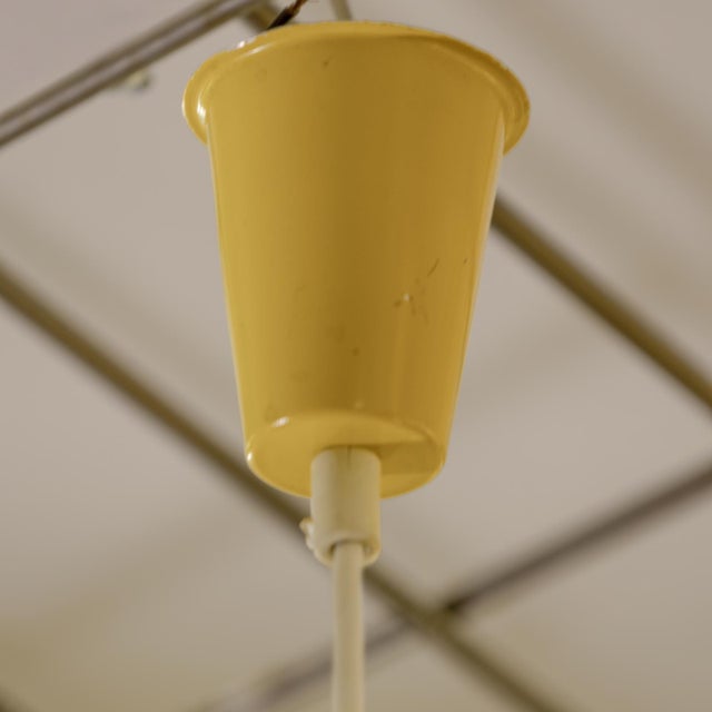 Mid-Century Pendant Lamp in Perforated Yellow Metal, 1950s For Sale - Image 4 of 6
