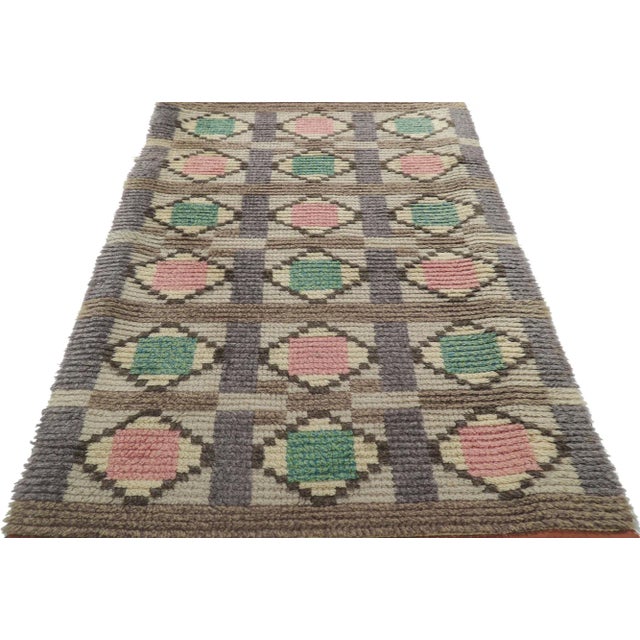 Vintage Finnish Ryijy Rya Rug - 02'05 X 04'10 For Sale - Image 4 of 9