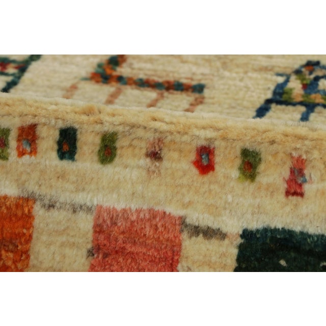 Beige Vintage Gabbeh Turkish Rug, Beige With Colorful Animal Pictorials - Rug & Kilim For Sale - Image 8 of 8