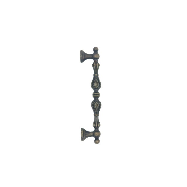 Hand-Forged Wrought Iron Door Pull (Gold Patina) Ornate Classical Entry Hardware For Sale - Image 4 of 5