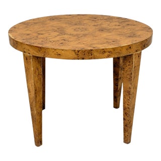1970s American Modern Round Burl Wood Center Occasional Table For Sale
