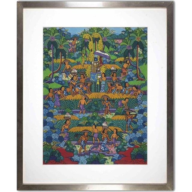 Balinese Women, Mid-20th Century, Tempera on Paper, Framed For Sale - Image 4 of 4
