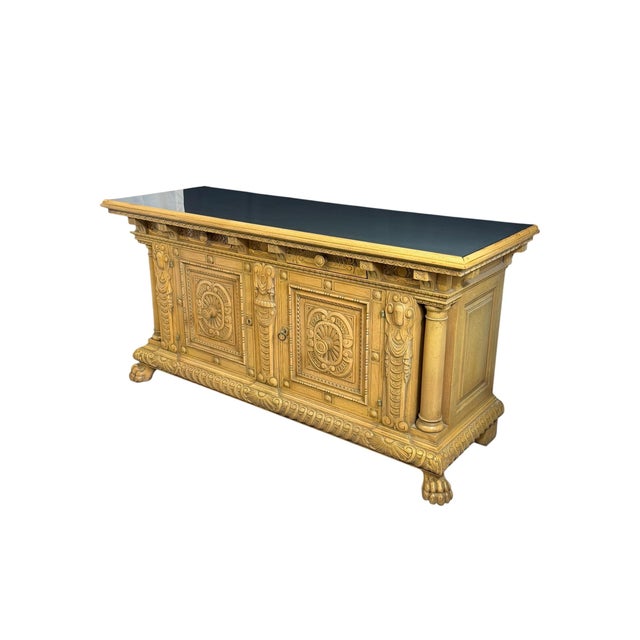Antique Renaissance Revival Carved Oak Credenza, 1950s For Sale - Image 11 of 18
