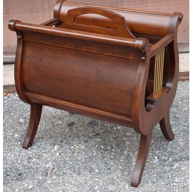Brown Early 20th Century Ferguson Bros. Walnut Lyre Harp Form Magazine Holder For Sale - Image 8 of 10