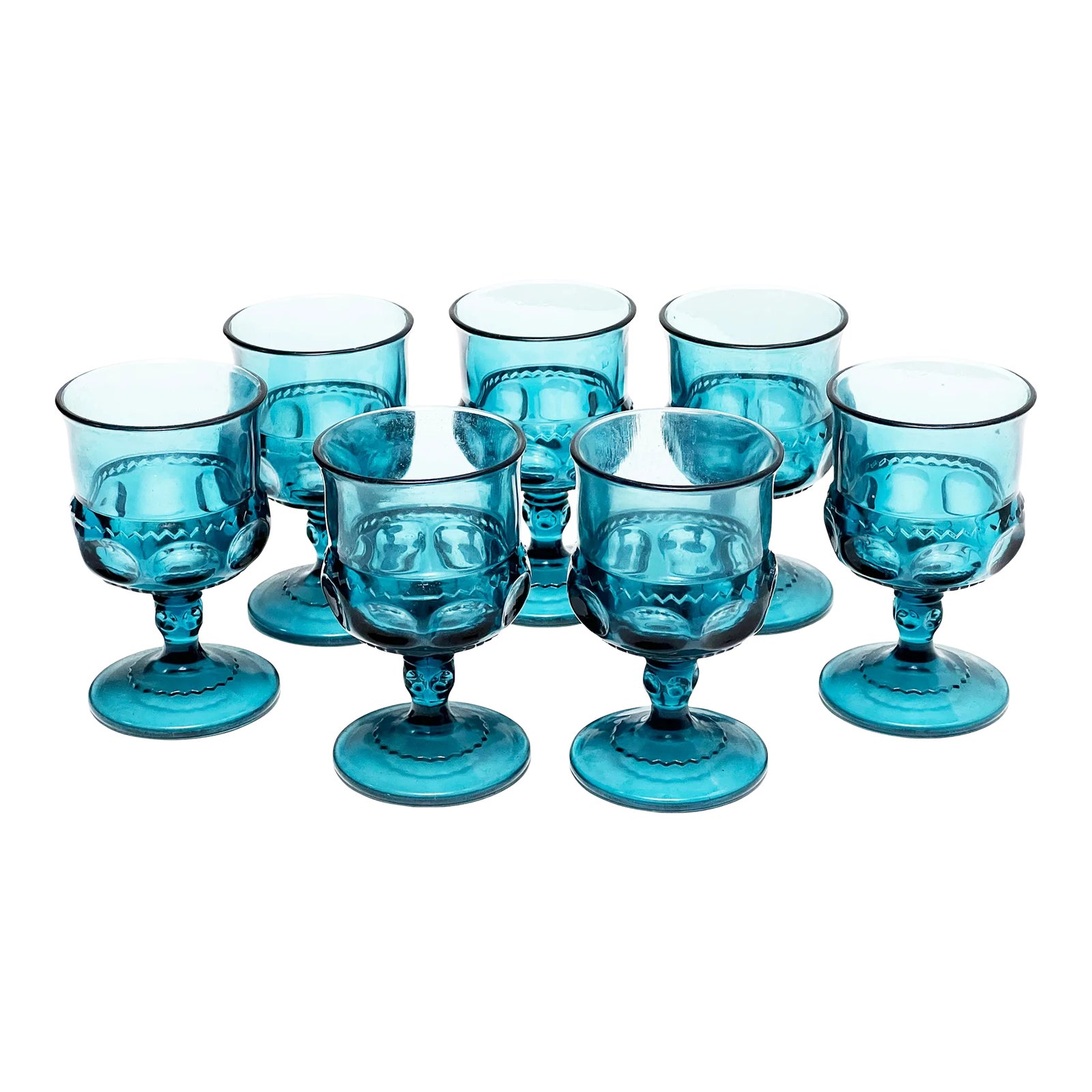 Mid-Century Imperial Glass Sapphire Blue Glass Wine Goblets - Set of 7 |  Chairish