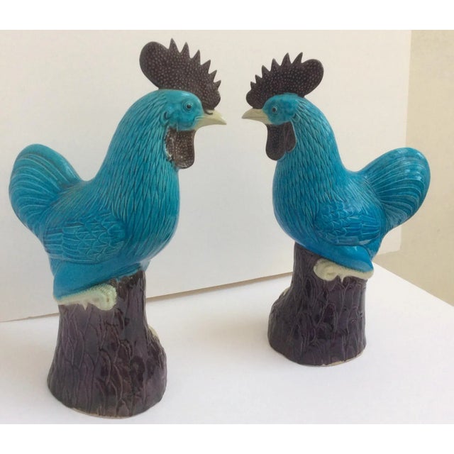 Chinese Turquoise Porcelain Roosters A Pair Chairish