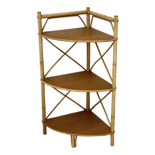 Vintage Rattan Corner Shelf, 1960s For Sale