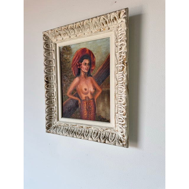 1950s Vintage Nude Woman Oil on Board Painting by Sylvia For Sale - Image 4 of 11