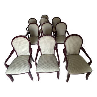 Vintage Set of 10 Century Furniture Postmodern Dining Armchairs in Florentine Rose For Sale