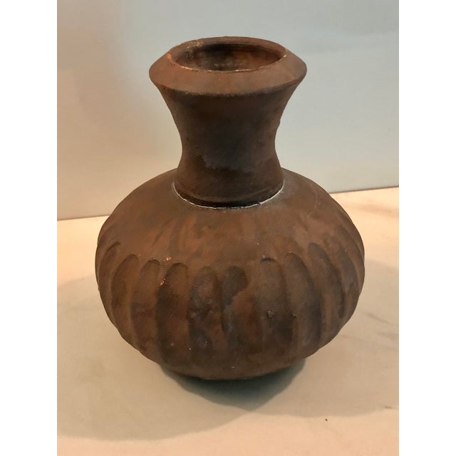 Vintage Fluted Terra Cotta Bud Vase For Sale - Image 6 of 8
