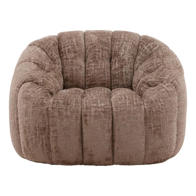 Modern Tufted Mushroom Velour Swivel Chair For Sale