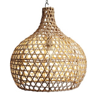 Raw Wicker Pumpkin Lantern Medium For Sale