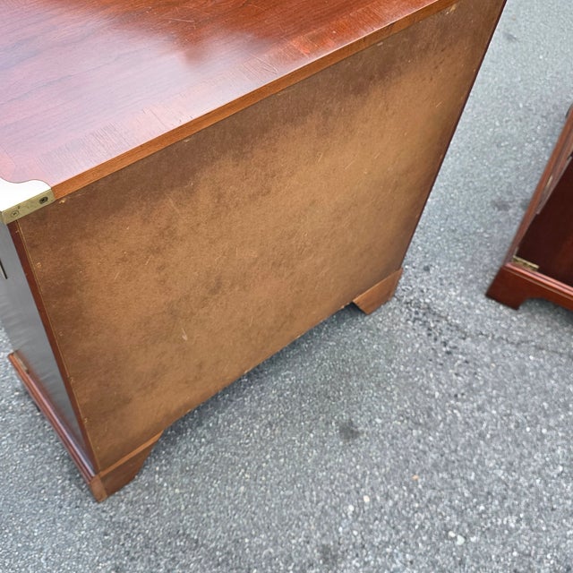 Pair of Campaign Style Mahogany Foyer Chests With Brass Recessed Hardware, Late 20th Century For Sale - Image 10 of 10