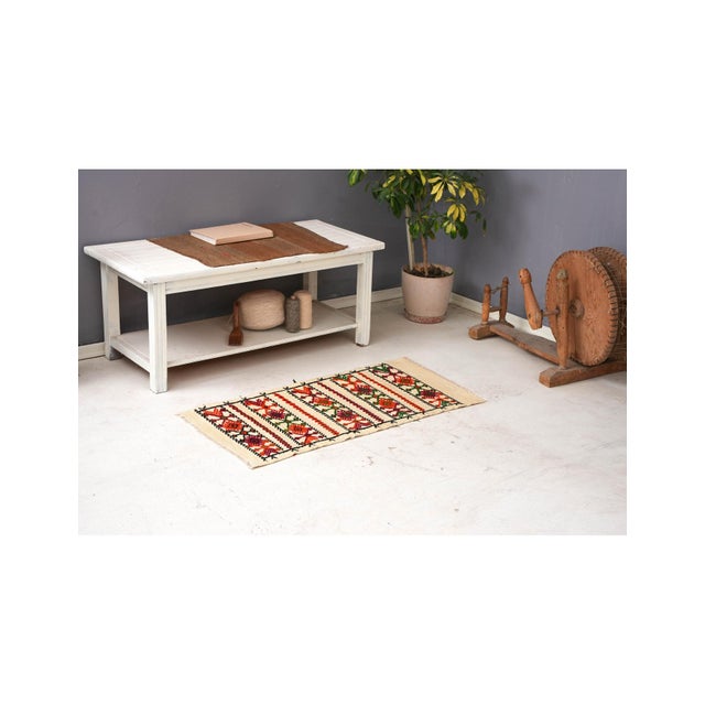Small Vintage Embroidered Kilim Rug - 1`10″ X 3`10″ Ft. For Sale In Los Angeles - Image 6 of 6
