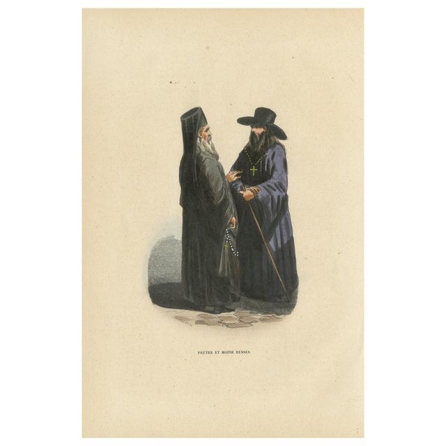 Markaert after Auguste Wahlen, Russian Priest and Monk, 1845, Hand-Coloured Lithograph on Paper For Sale - Image 10 of 10
