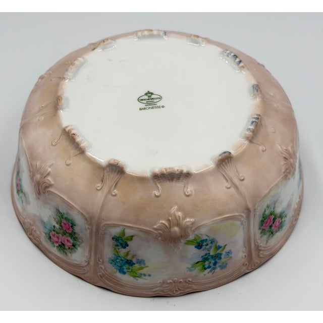 1920s Tirschenreuth Baronesse Bavaria Serving Bowl Hand-Painted Roses 24k Gold Trim For Sale In Palm Springs - Image 6 of 11