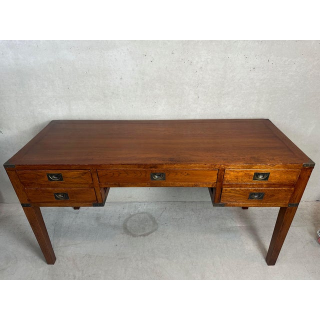 Campaign-Style Desk in Oak, 1990s For Sale - Image 10 of 12