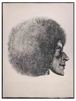 Giacomo Porzano, Profile, Original Etching, 1972