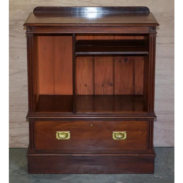 Stunning antique Victorian rich mahogany Military Campaign drinks cabinet which can be used as a media entertainment...