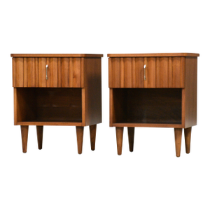 1960s Refinished Walnut Nightstands by Young - A Pair