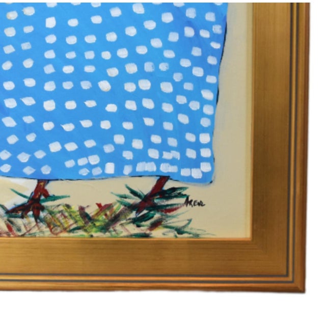 Original one-of-a-kind folk art oil painting of a hen, chicken, or rooster on stretched artist canvas. The talented artist...