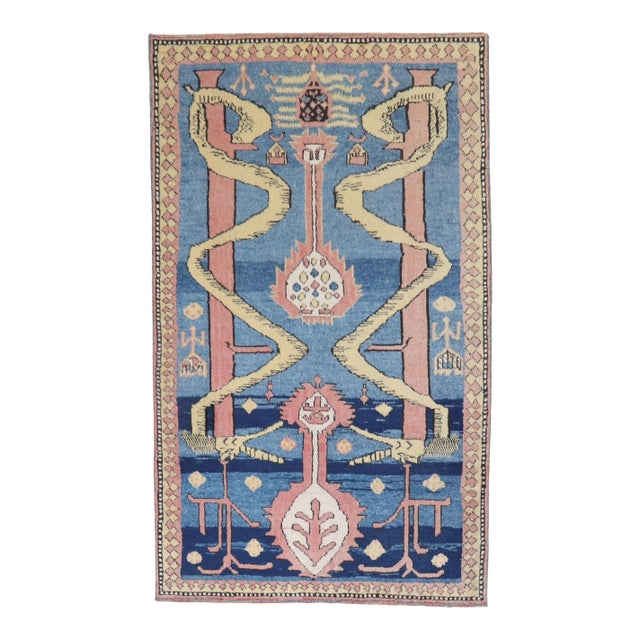 Vintage Turkish Snake Pattern Rug For Sale
