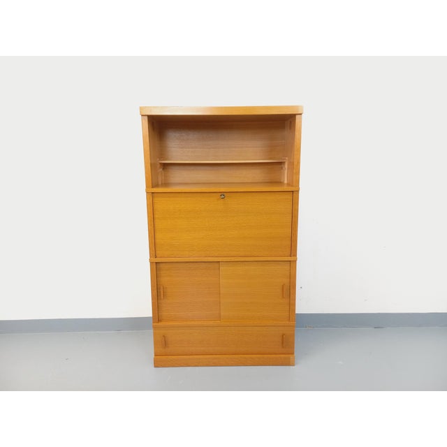 Vintage Oak Bookshelf with Secretary, 1960s For Sale - Image 4 of 17