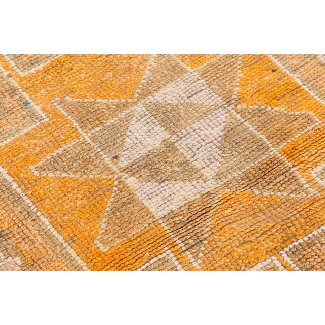 1960s 3 X 11 Handmade Vintage Turkish Wool Runner With Star Motifs and Earthy Tones For Sale - Image 5 of 11