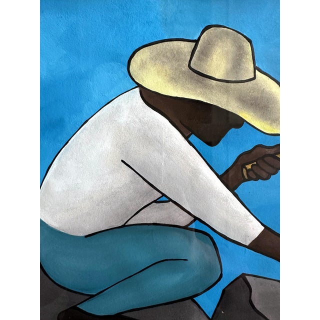 Wood Framed Tempera on Paper Picapedrero Signed Diego Rivera with Paperwork For Sale - Image 7 of 12