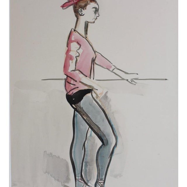 Modern Yves Brayer, Muriel Belmondo at the Barre, 1962, Watercolor For Sale - Image 3 of 15