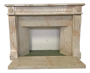 Louis XVI Style Fireplace in Pink Veined Marble, 1900s