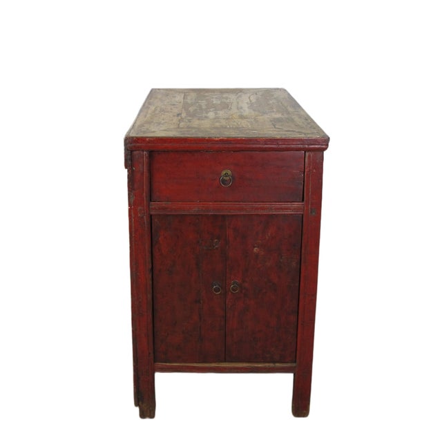 Red Late 19th Century Hand Painted Circle of Mystic Bird Antique Gansu Tibetan Cabinet 2 For Sale - Image 8 of 10