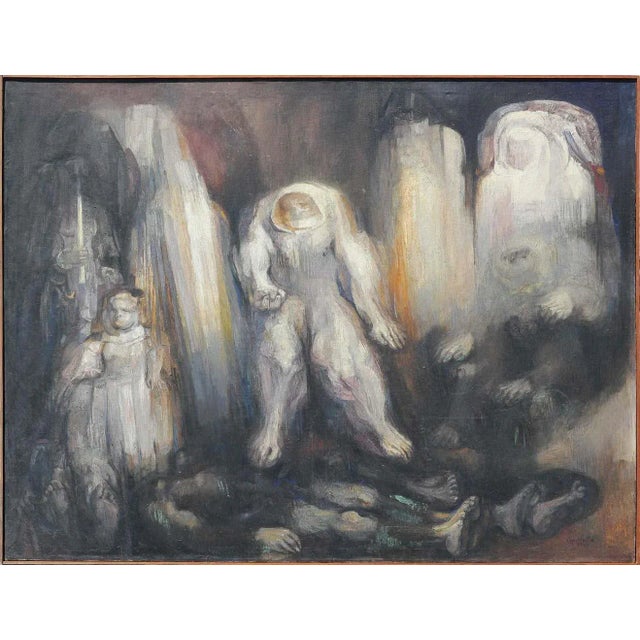 1963 "Espectros Ibéricos" Abstract Figurative Oil Painting, Framed For Sale