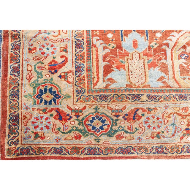 Early 20th Century Colorful Persian Heriz Handwoven Wool Carpet For Sale - Image 9 of 11