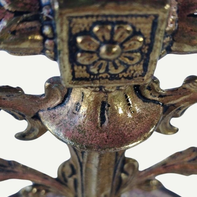 Victorian Mirror in Bronze with Emperador Marble Base For Sale - Image 10 of 17