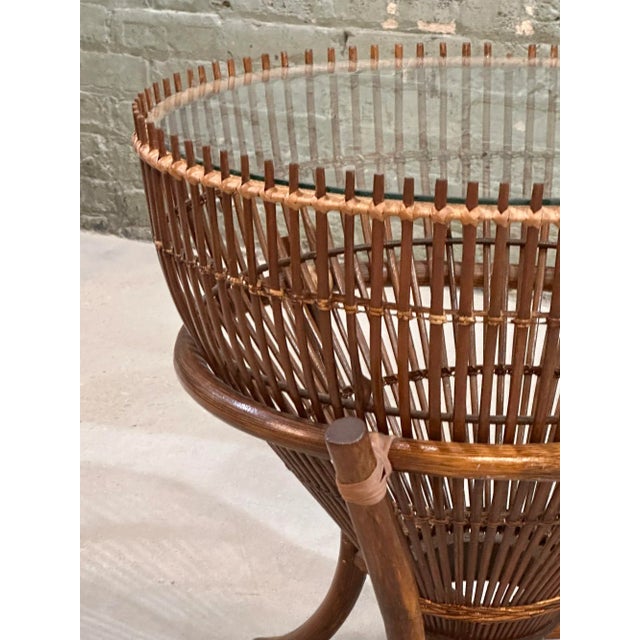 Style of Franco Albini Rattan Fishing Basket Side/End Table, 1960 For Sale In Chicago - Image 6 of 7
