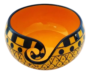 Boho Chic Handcrafted Curry Yellow Ceramic Knitting Yarn Bowl Holder