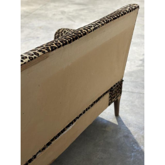 Vintage Leopard Velvet Sofa with Drop-Down Arms, France For Sale - Image 10 of 14