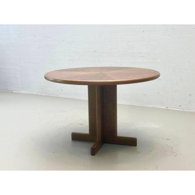 Wood Vintage Round Dining Table in Oak, 1970s For Sale - Image 7 of 16