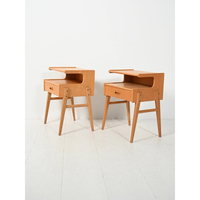 Scandinavian Oak Bedside Tables, 1960s, Set of 2 For Sale - Image 3 of 10