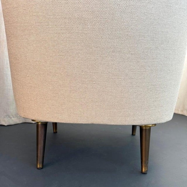 1950s Edward Wormley for Dunbar Teardrop Slipper Chairs With Snack Table Floor Lamp For Sale - Image 10 of 13