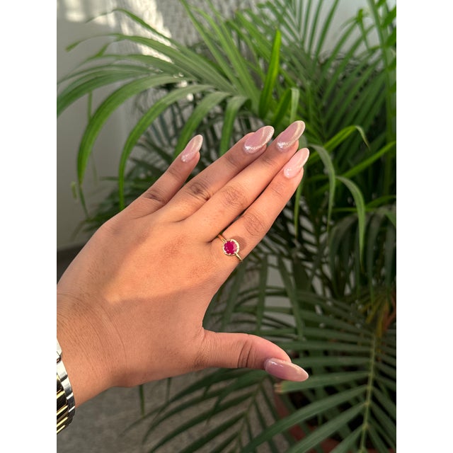 Handcrafted 1.75ct Natural Ruby Solitaire Ring in 14k Yellow Gold Size 7 For Sale - Image 9 of 16