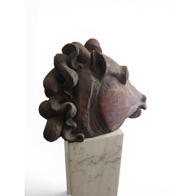 Alfredo Lanz, Classical Greek Head on Marble Base, 1970, Terracotta For Sale - Image 9 of 11