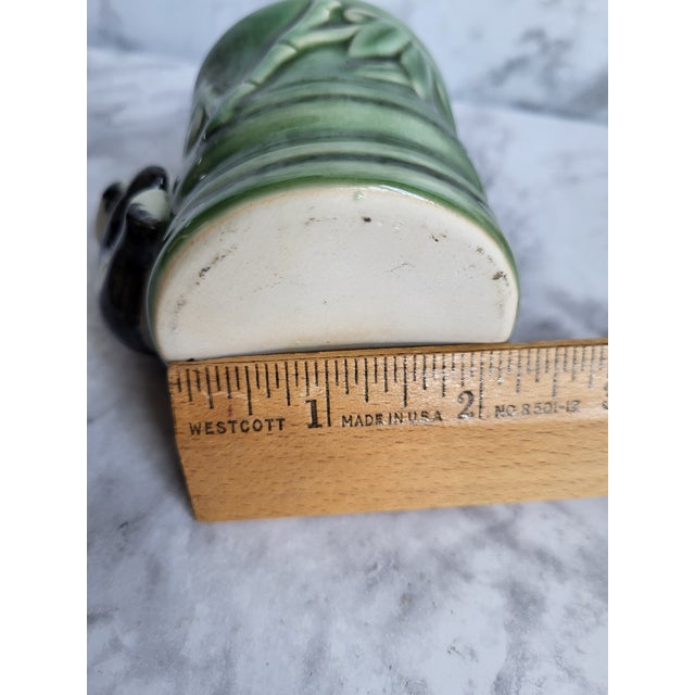 1960s Glazed Majolica Bamboo Panda Planter For Sale - Image 9 of 9