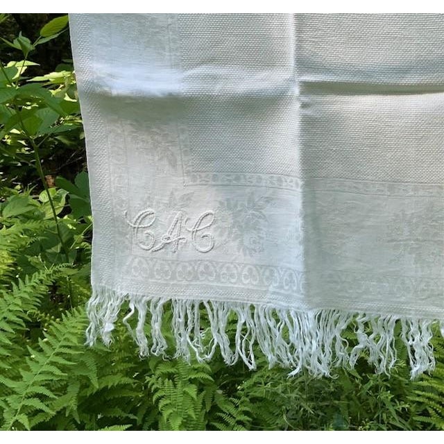 Linen French Linen Damask Hand Towels, Set of 4, Monogrammed, Antique C. 1900 For Sale - Image 8 of 18