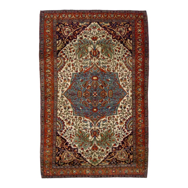 Late 19th Century Farahan Sarouk Rug 4'3" X 6’7" For Sale