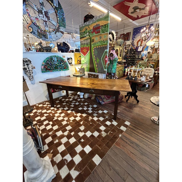 19th Century English Farm Table Dining Table With Satin Birch Top For Sale - Image 4 of 11