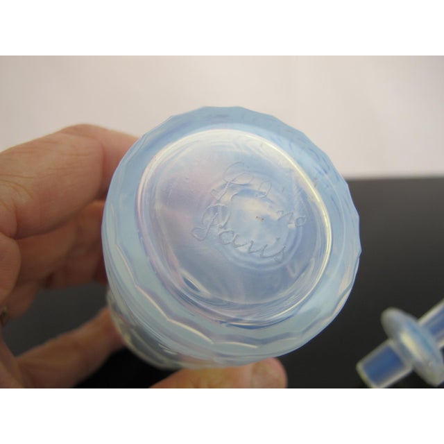 Sabino Blue Opalescent Dancing Nude Nymphs Art Deco Glass Perfume Scent Bottle For Sale - Image 9 of 11