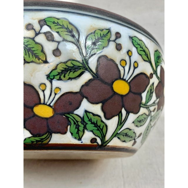 Ceramic Vintage Hand-Painted Floral Cachepot For Sale - Image 7 of 10