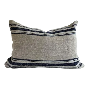 Vintage European Linen Grain Sack Pillow With Insert